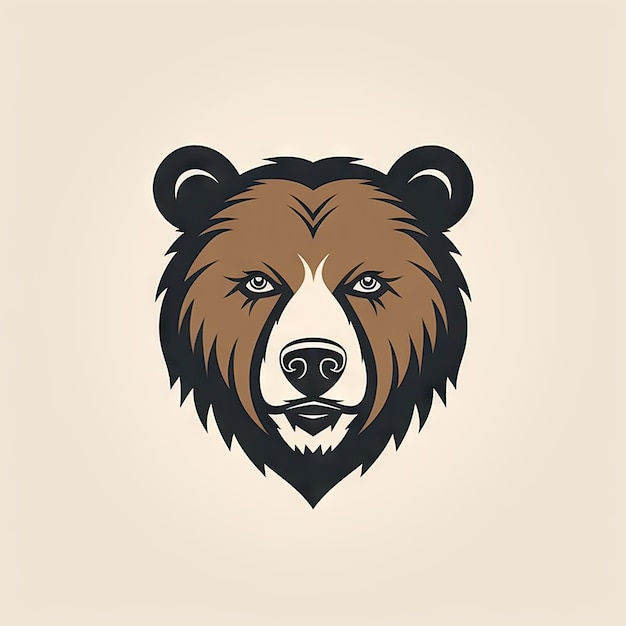 White Background Bear Head Design for Logos and Branding