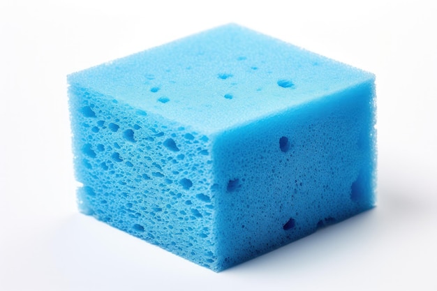 White background blue cleaning sponge