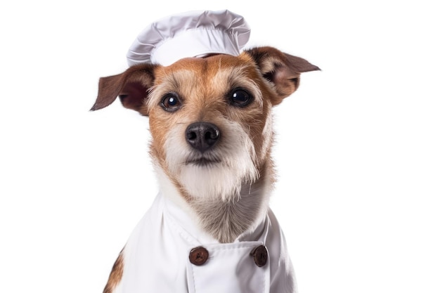 On a white background a canine waiter