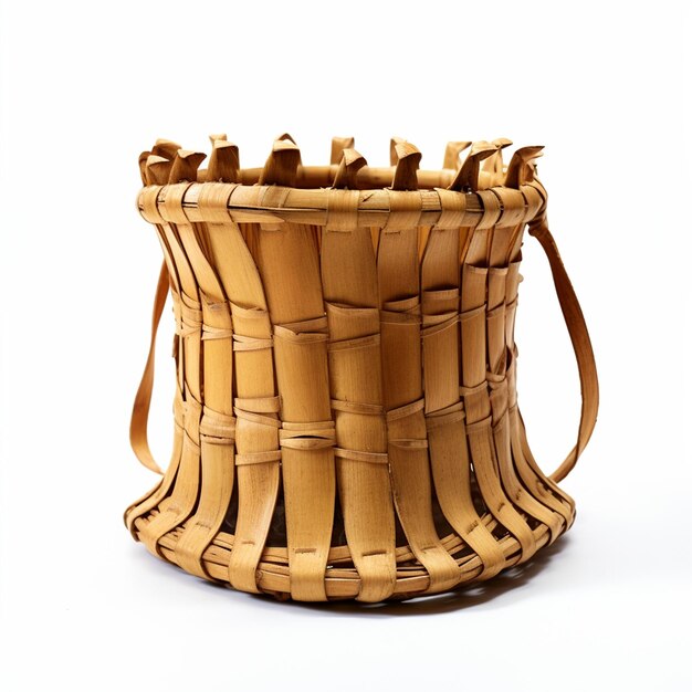 White Background Featuring Bamboo Basket