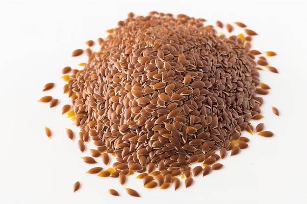 On a white background a flax seed