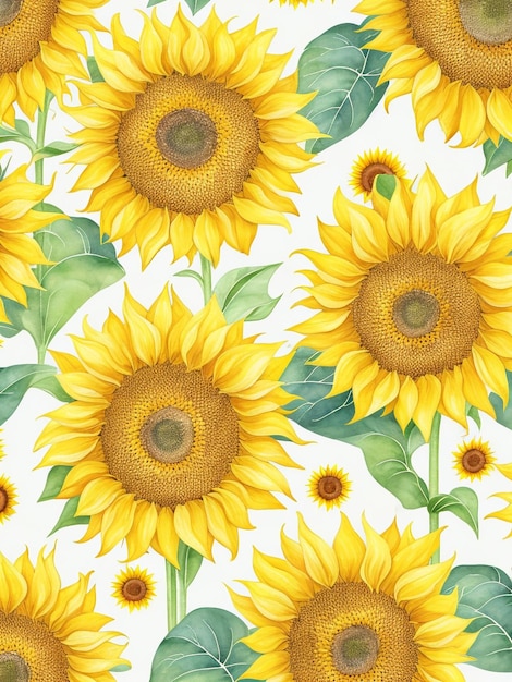 white background full of sunflower illustration