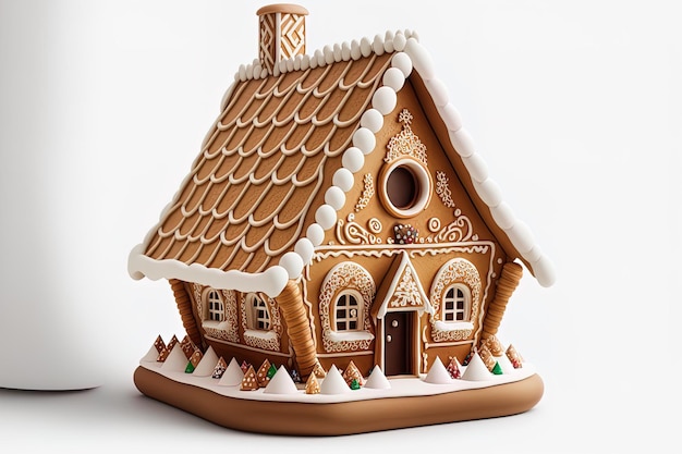 On a white background a gingerbread home