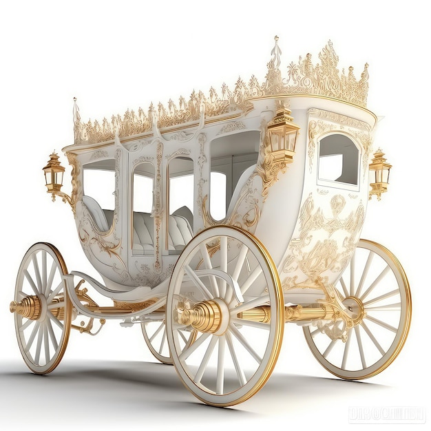 on white background a golden carriage