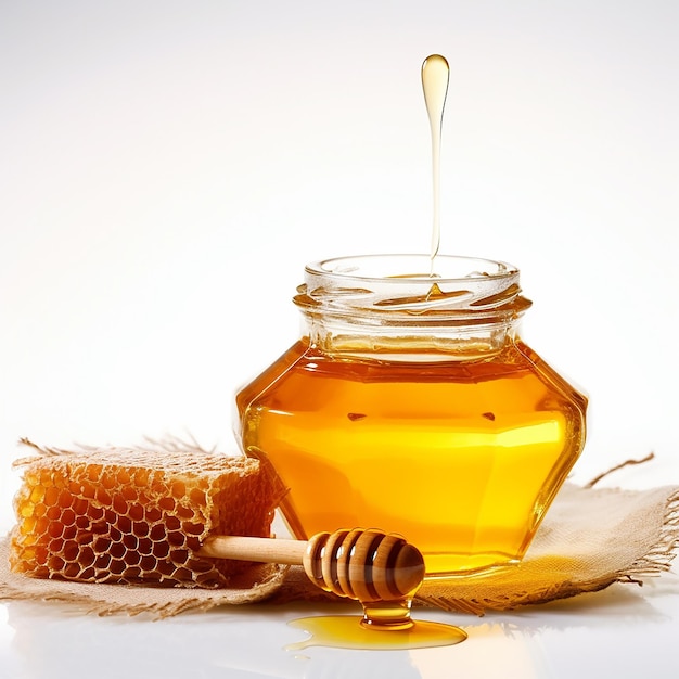 White Background Honey in a Jar