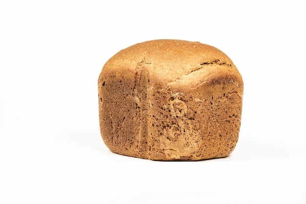 On a white background a loaf of white bread