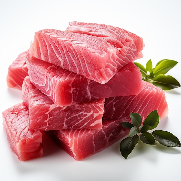 White background raw tuna meat