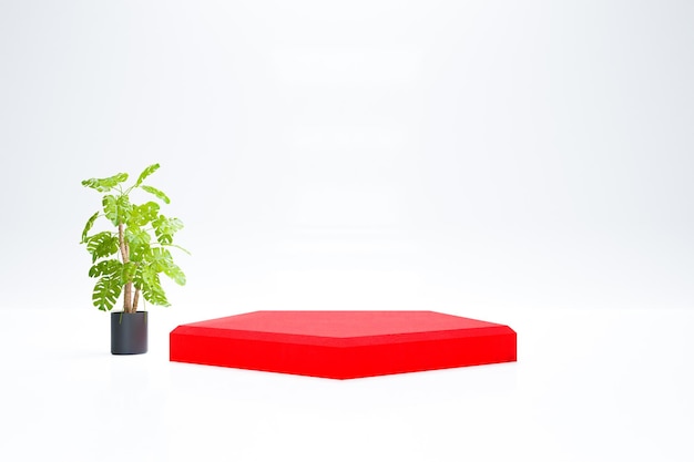 white background red podium