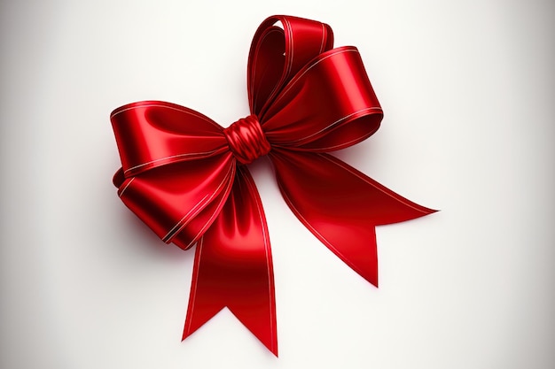 On a white background a red ribbon