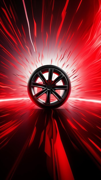 Photo white background red sport rays tire effect