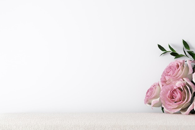 White background and rose