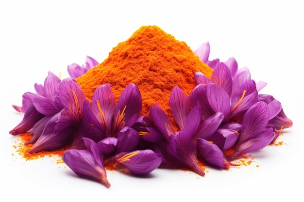 White background saffron is a spice from saffron crocus