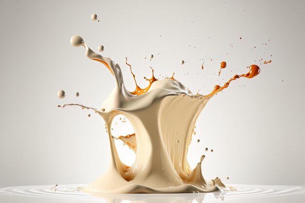 On a white background a single milk or cream splash