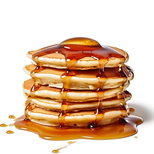 White Background Stack of Pancakes with Syrup AI