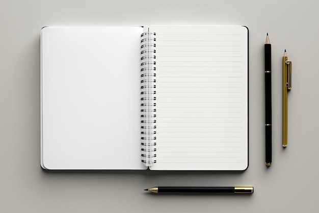 White background top view of a notebook and pen the perfect tools for effective business planning and organization Generated by AI