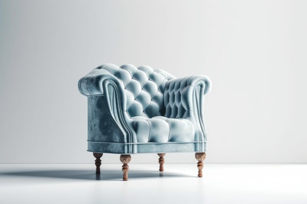 On a white background a vintage tufted armchair is isolated digital representation