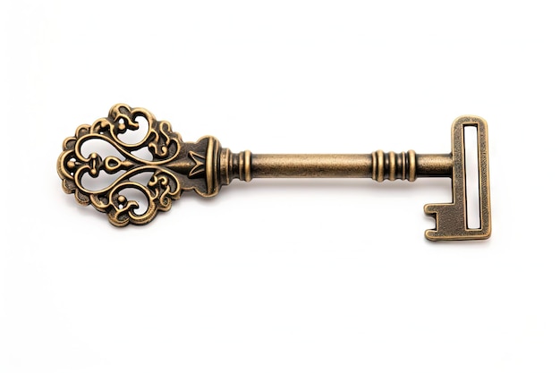 White background with antique isolated key