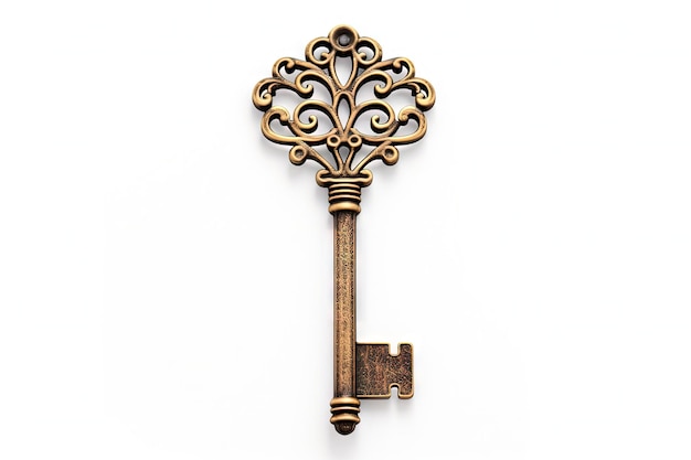 White background with antique isolated key