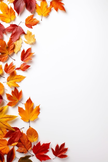 a white background with autumn leaves on it