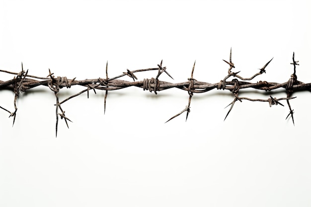 Photo white background with barbed wire