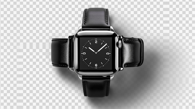 White background with a black Androd wrist smartwatch