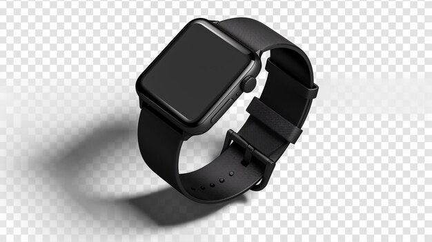 White background with a black Androd wrist smartwatch