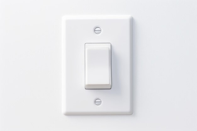 A white background with a black light switch
