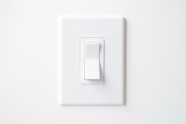 A white background with a black light switch