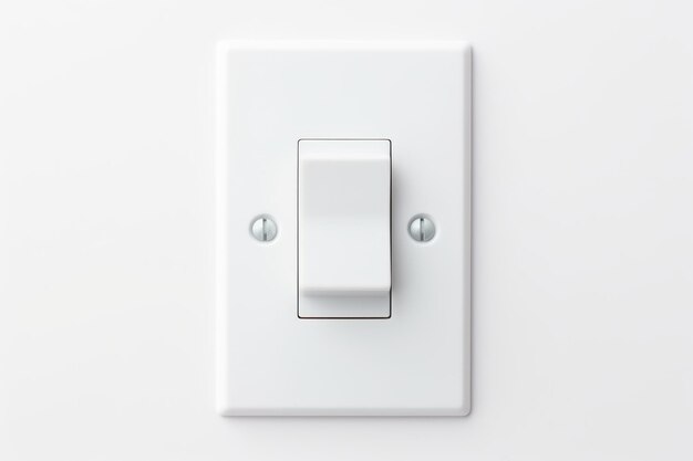 A white background with a black light switch