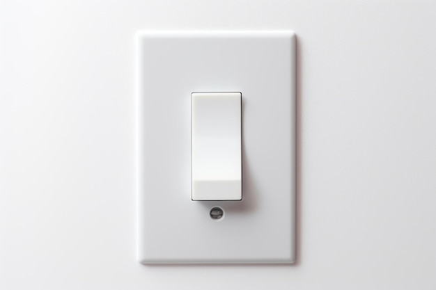 Photo a white background with a black light switch