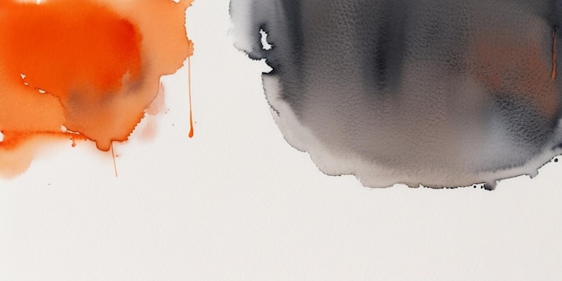 A white background with a black and orange paint on it