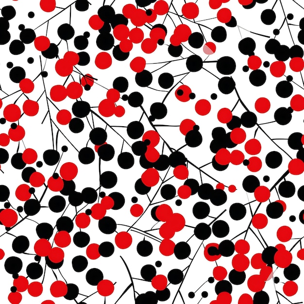 a white background with black and red berries and some white background