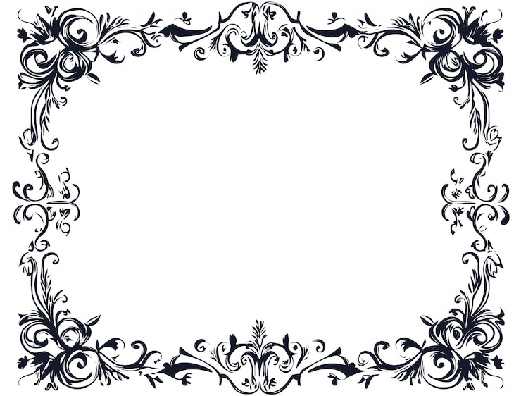 Photo a white background with a black and white floral design
