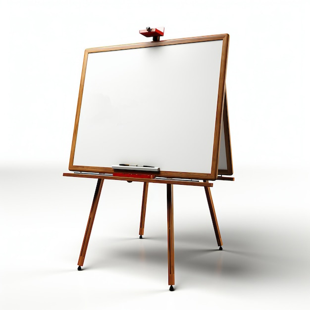 Photo white background with blank wooden blackboard