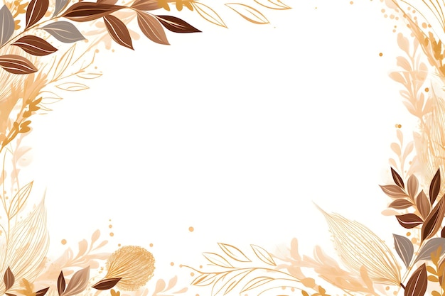 a white background with brown and yellow leaves Abstract Beige foliage background with negative