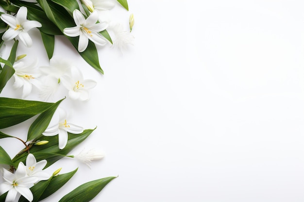 Белый фон с букетом цветов, на котором написано лилии.