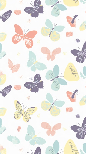 A white background with butterflies and the word love on it.