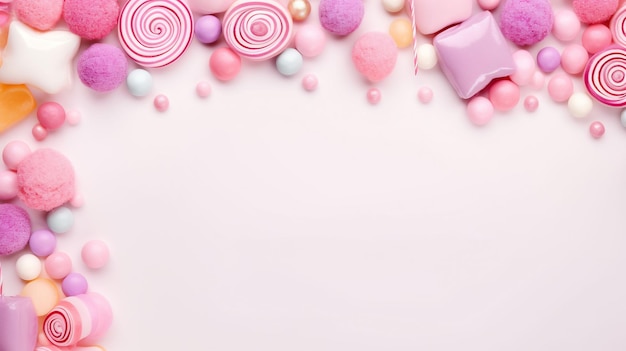 a white background with candy and candy on it