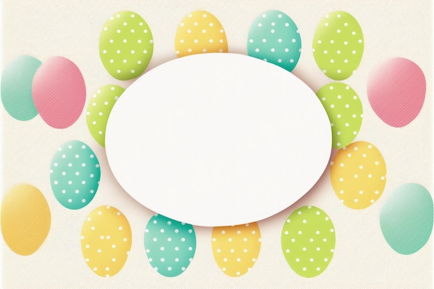 White background with colorful easter eggs with polka dots Generative AI