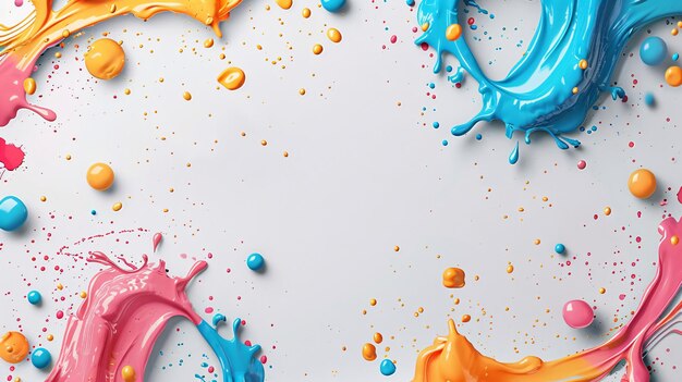 White background with colorful paint splashes