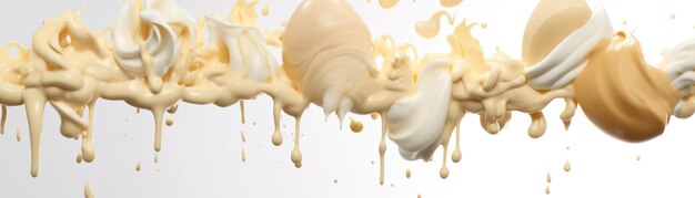 A white background with creams and blots.