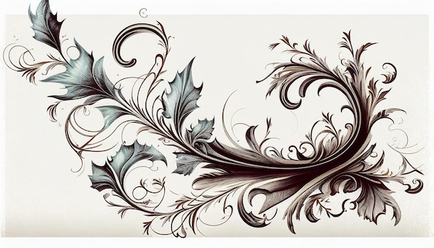 A white background with a floral design and a leaf design.