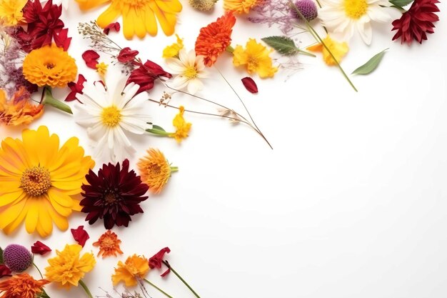 A white background with flowers and leaves on it