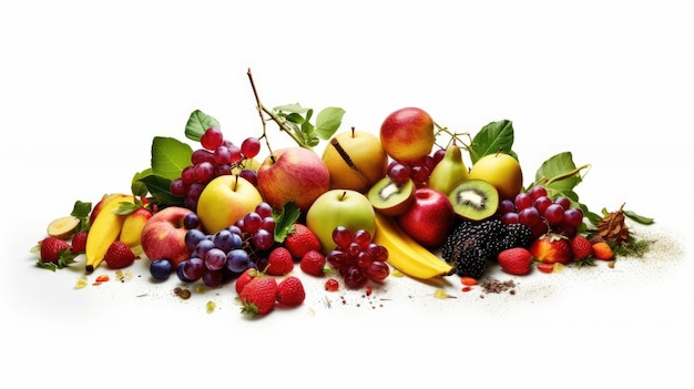 White Background with Fruits