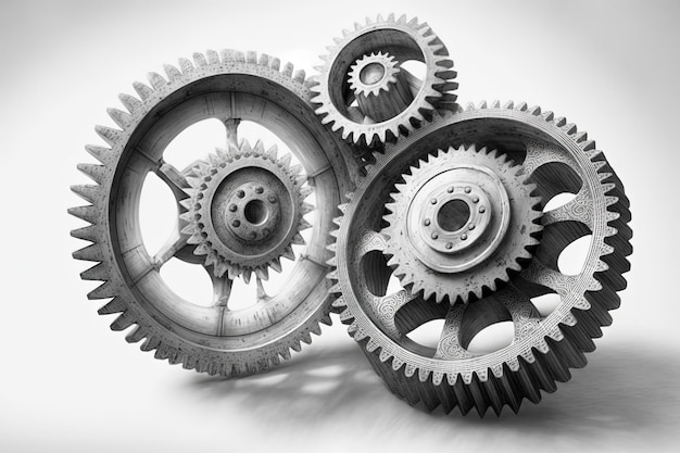 White background with gears ideas and creativity concept generative AI