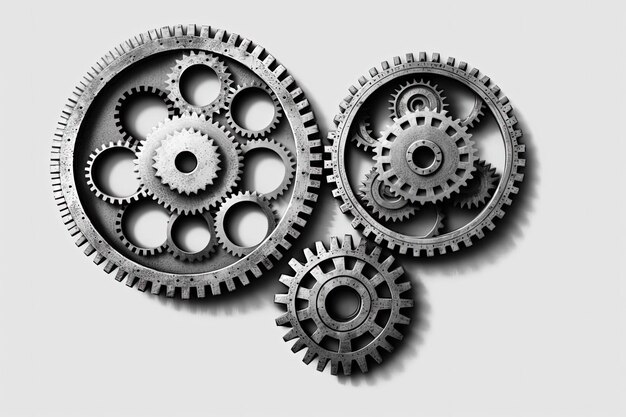 White background with gears ideas and creativity concept generative AI