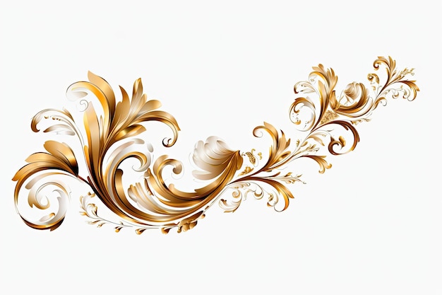 A white background with gold and white leaves Generative AI