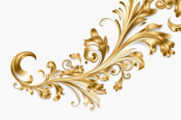 A white background with gold and white leaves Generative AI