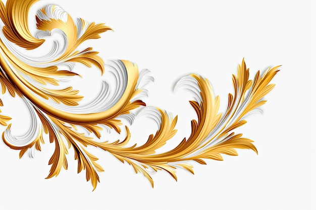 A white background with gold and white leaves Generative AI