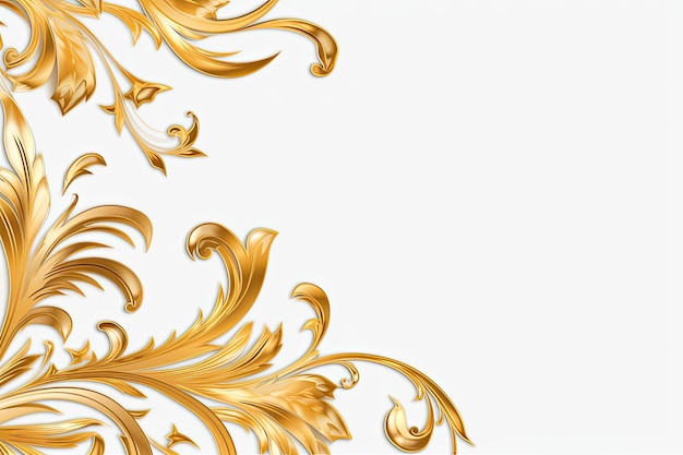 Photo a white background with gold and white leaves generative ai